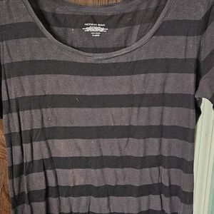Victoria's Secret Charcoal and Black Striped Tee